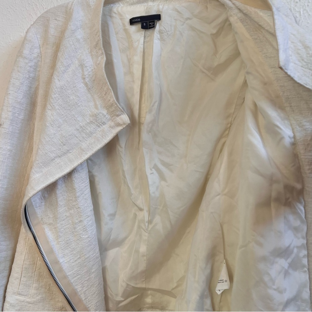 Vince ivory textured fabric asymmetrical zip jacket - Picture 6 of 9